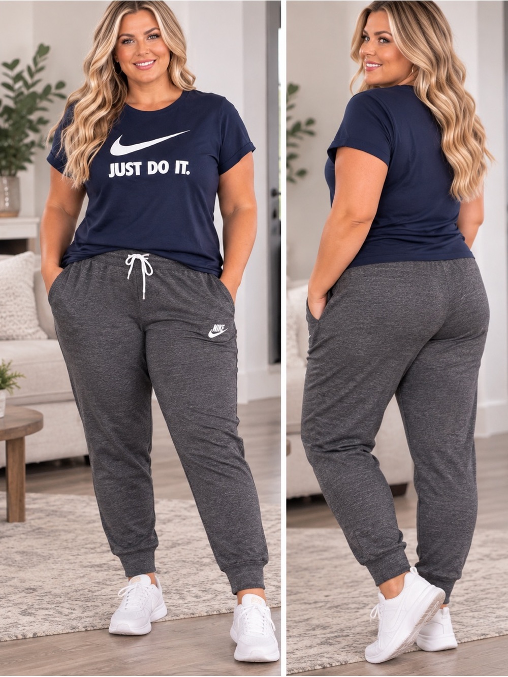 Nike Women's XL Navy 'Just Do It' Tee & Jogger Set